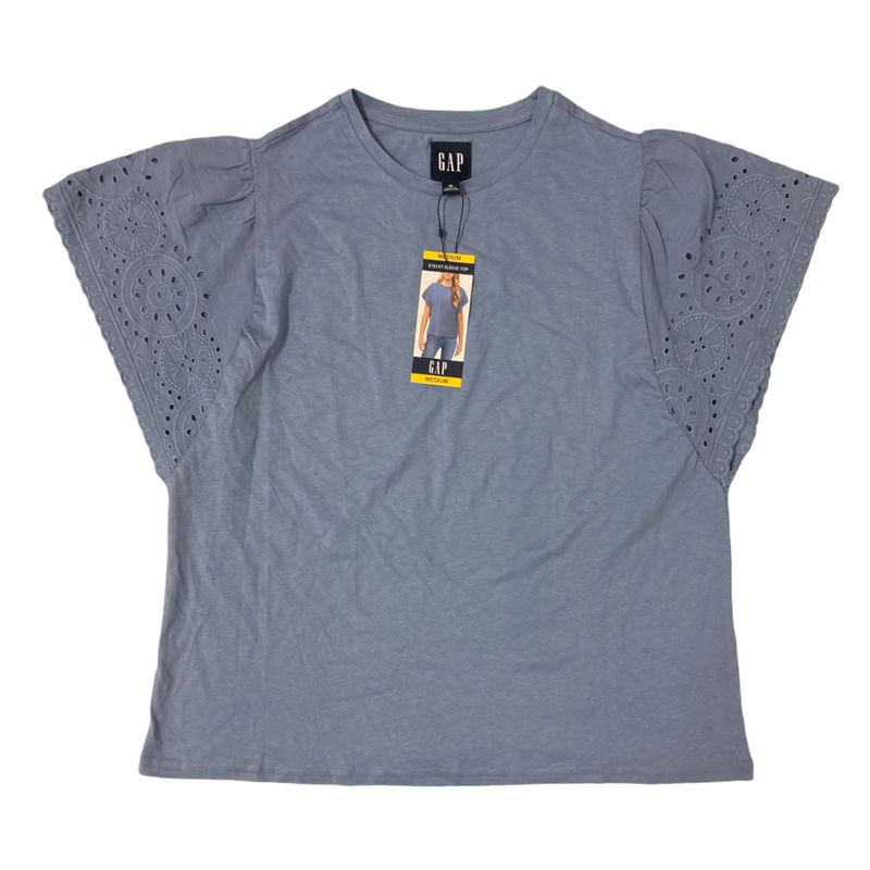 Gap Women's Eyelet Flutter Short Sleeve Scoop Neck Shirt - English Manor